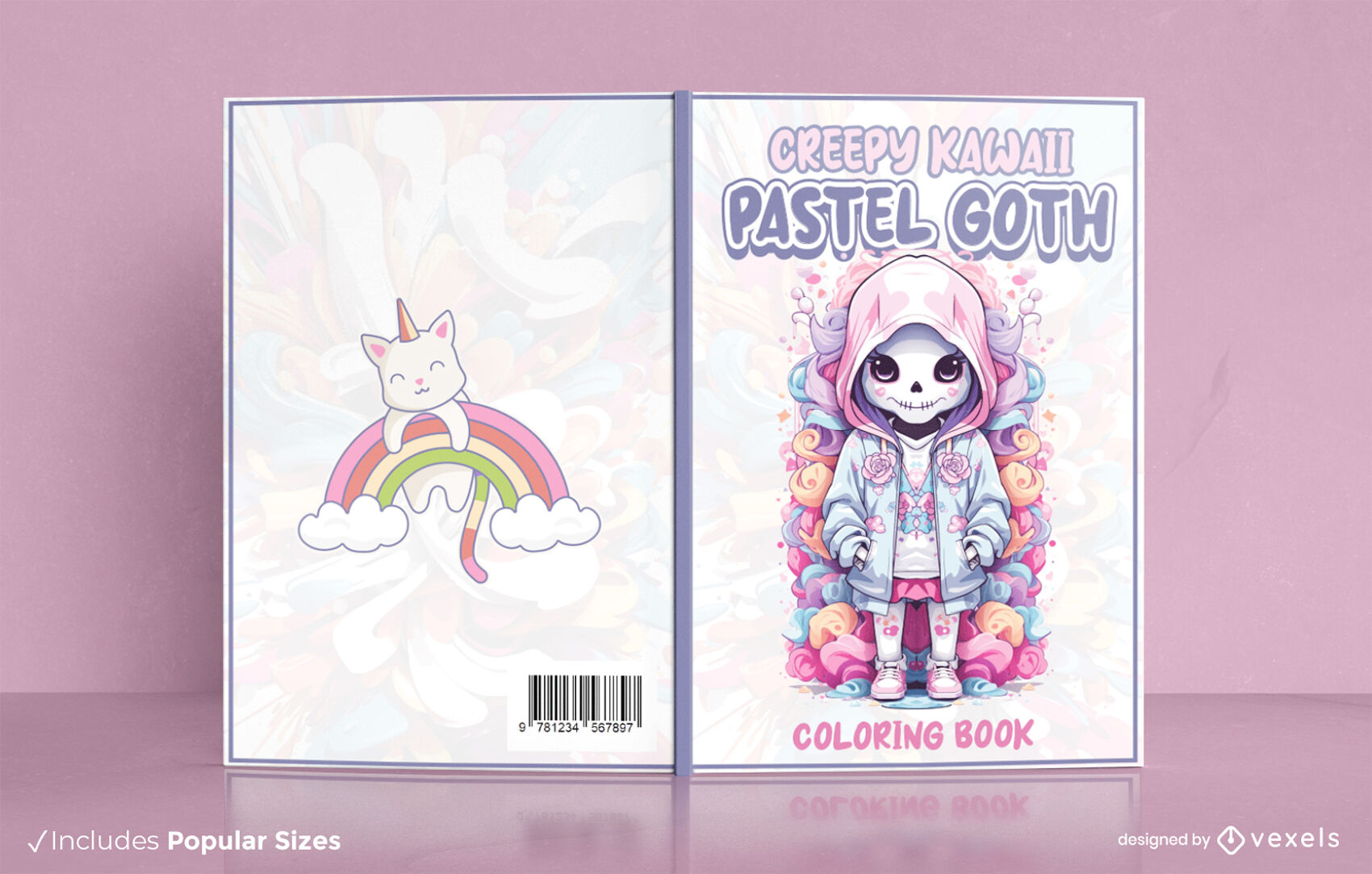 Kawaii pastel goth book cover design KDP