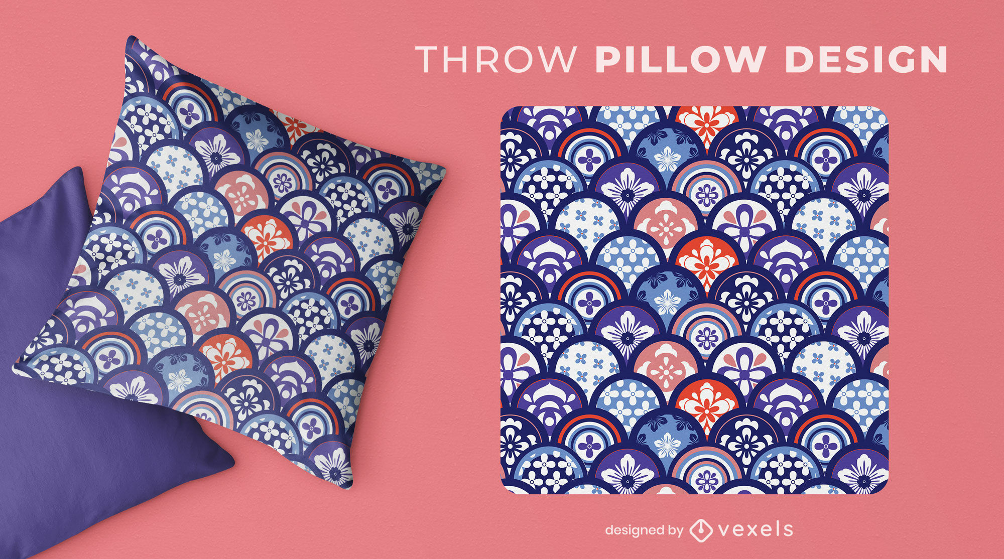 Oriental kimono throw pillow design